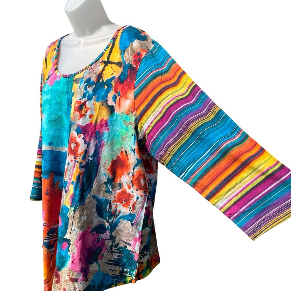 PARSLEY & SAGE Women Size 2X Multicolor Abstract Art Asymmetrical Tunic Top. - Picture 3 of 12